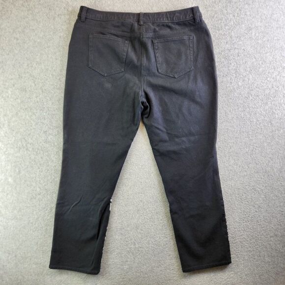 Chicos Ankle Pants Womens 1.5 US 10 Black Floral Stretch Mid Rise Tapered Leg - Picture 15 of 16